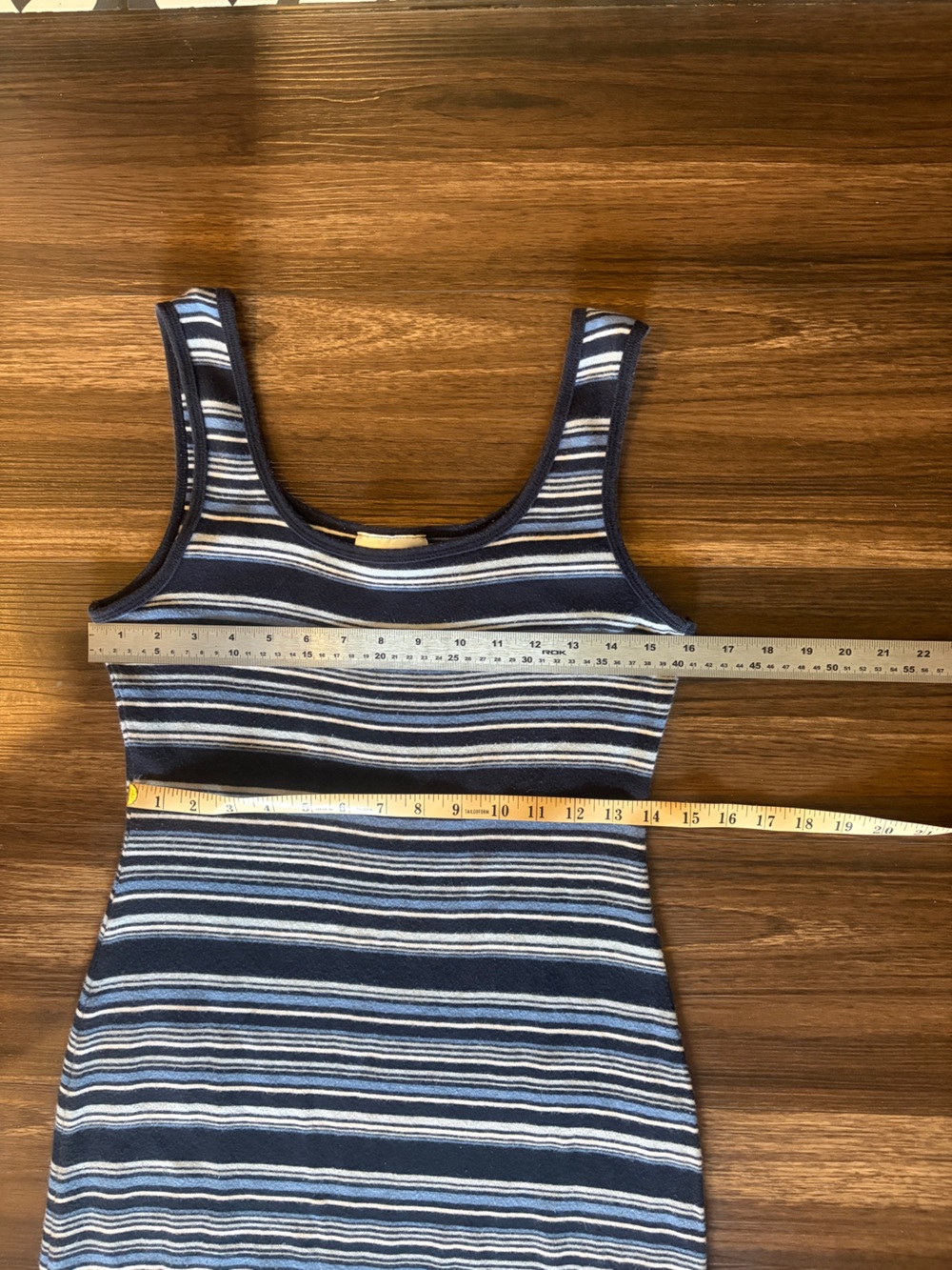 90s vintage Sleeveless Striped Maxi Dress - Navy/Gray - Picture 10 of 15